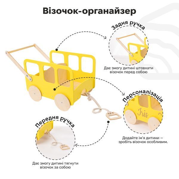 Дерев'яна Каталка для Дітей - Автобус WGFK00000YE0BU00 фото