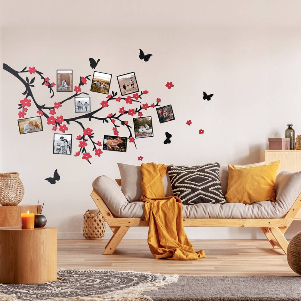 Сімейне дерево з метеликами і червоними квітами  - зображення №5