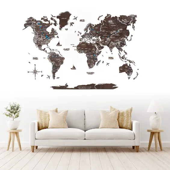 Цвет Темный Орех – Многослойная Карта Мира • купить по цене: 1222 грн винтернет магазине Enjoy The Wood