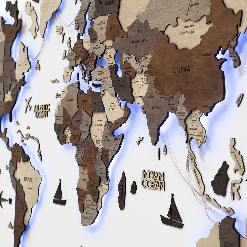 З підсвічуванням – Багатошарова мапа світу LED 3.0  - зображення №9