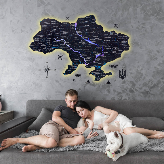 Миднайт – однослойная карта Украины с подсветкой