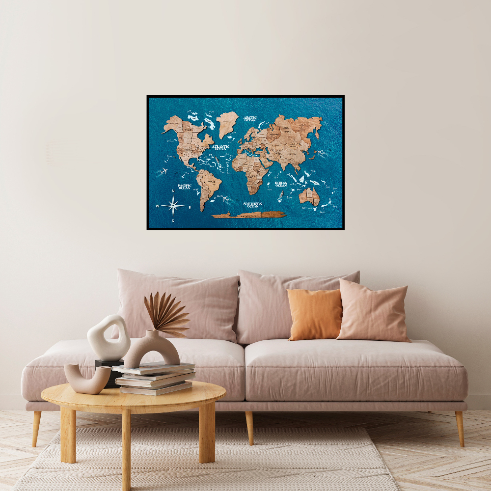 Терра – Панно из дерева "Карта мира"  - 3