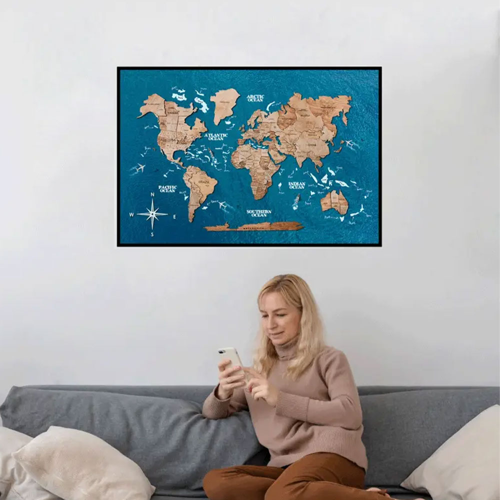 Терра – Панно из дерева "Карта мира"  - 5