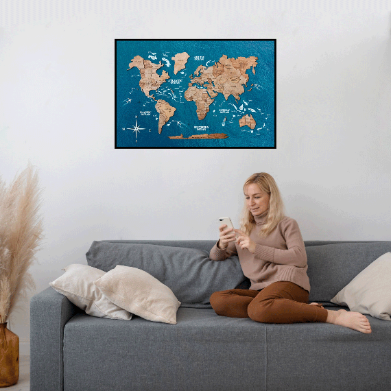 Терра – Панно из дерева "Карта мира"