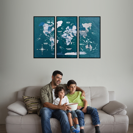Аква – Триптих картина "Карта мира"