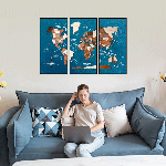 Стандарт – Триптих картина "Карта мира"  - 1