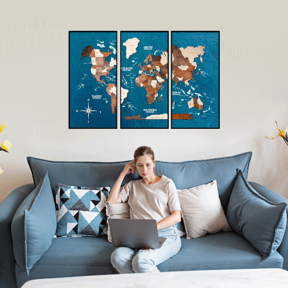 Стандарт – Триптих картина "Карта мира"
