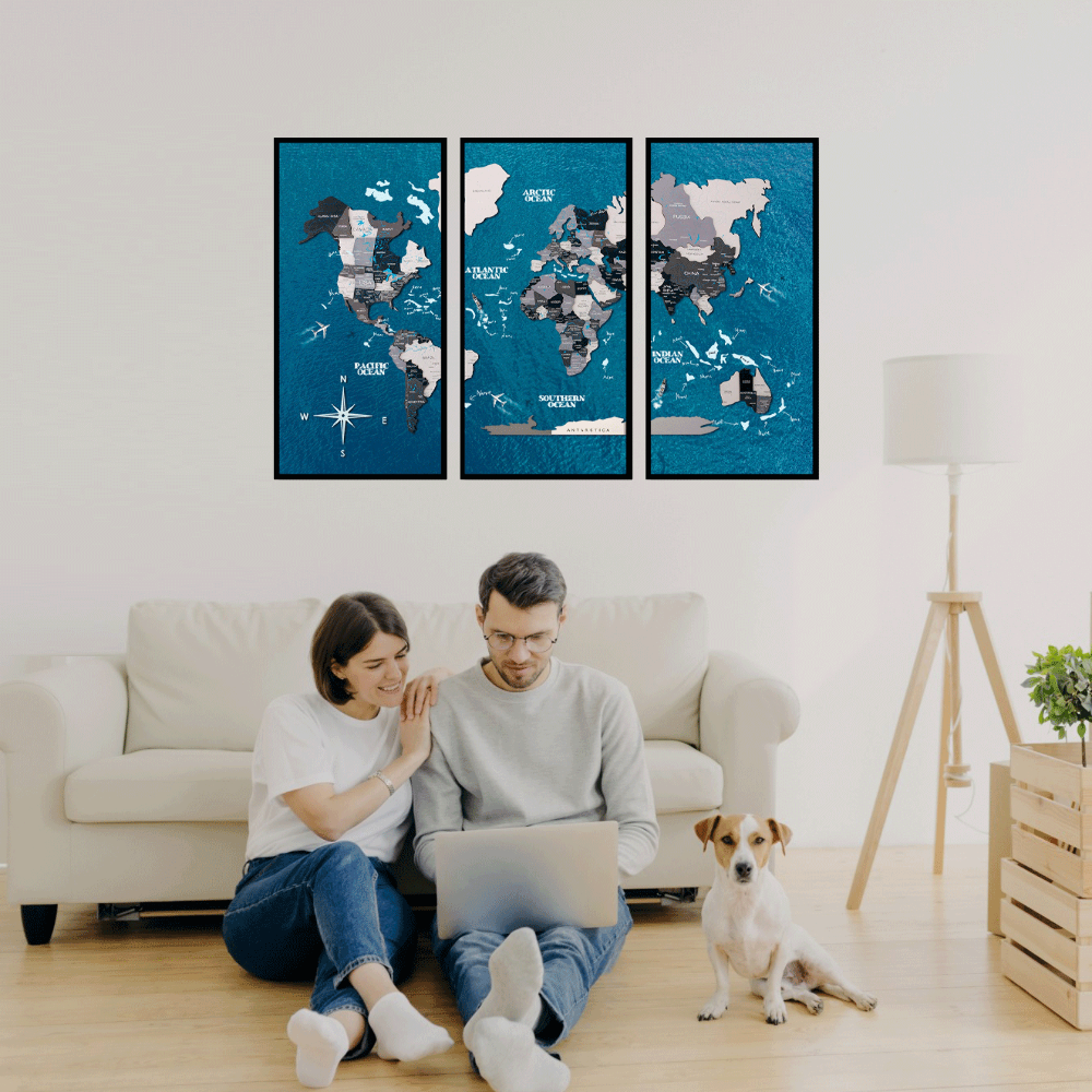 Нордик – Триптих картина "Мапа світу"  - зображення №1