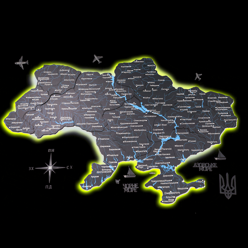 Чорна з підсвічуванням – Багатошарова Мапа України  - зображення №10