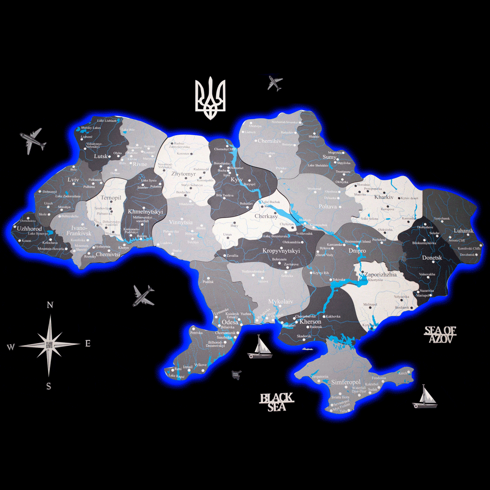 Сіра з підсвічуванням – Багатошарова Мапа України  - зображення №9